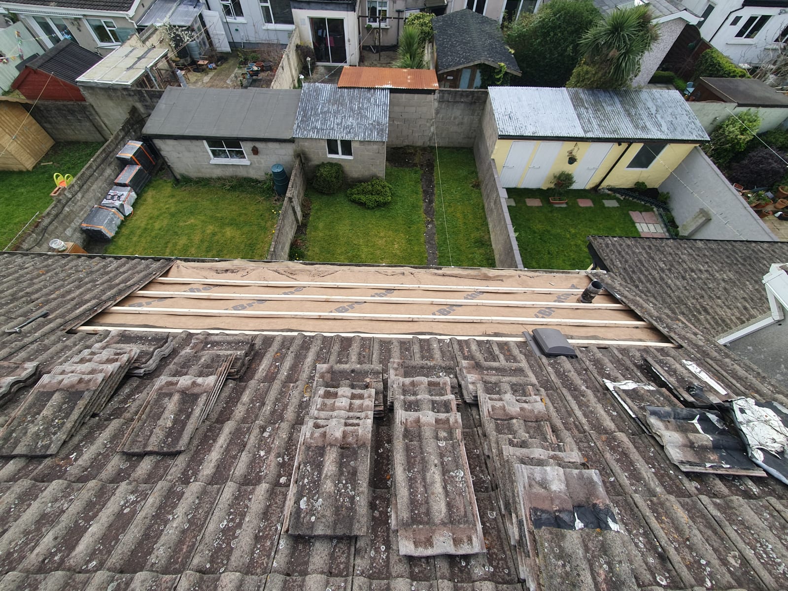 Roof tiling mid-job Dublin